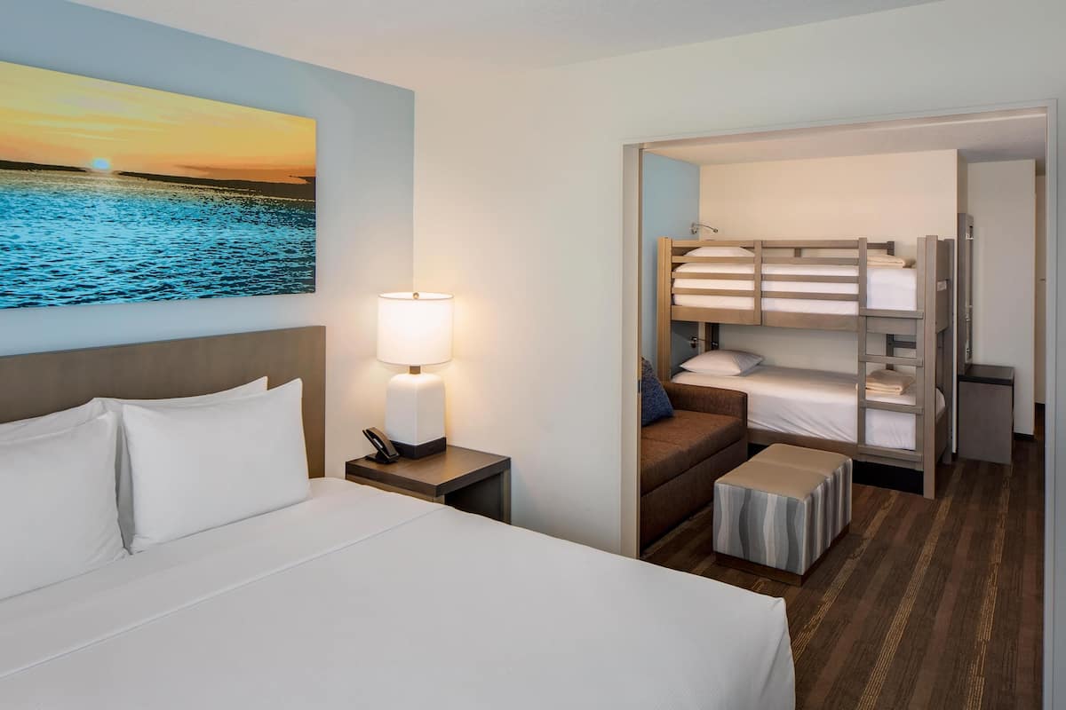 Familie suite, 1 kingsize bed | Een kluis op de kamer, een laptopwerkplek, verduisterende gordijnen