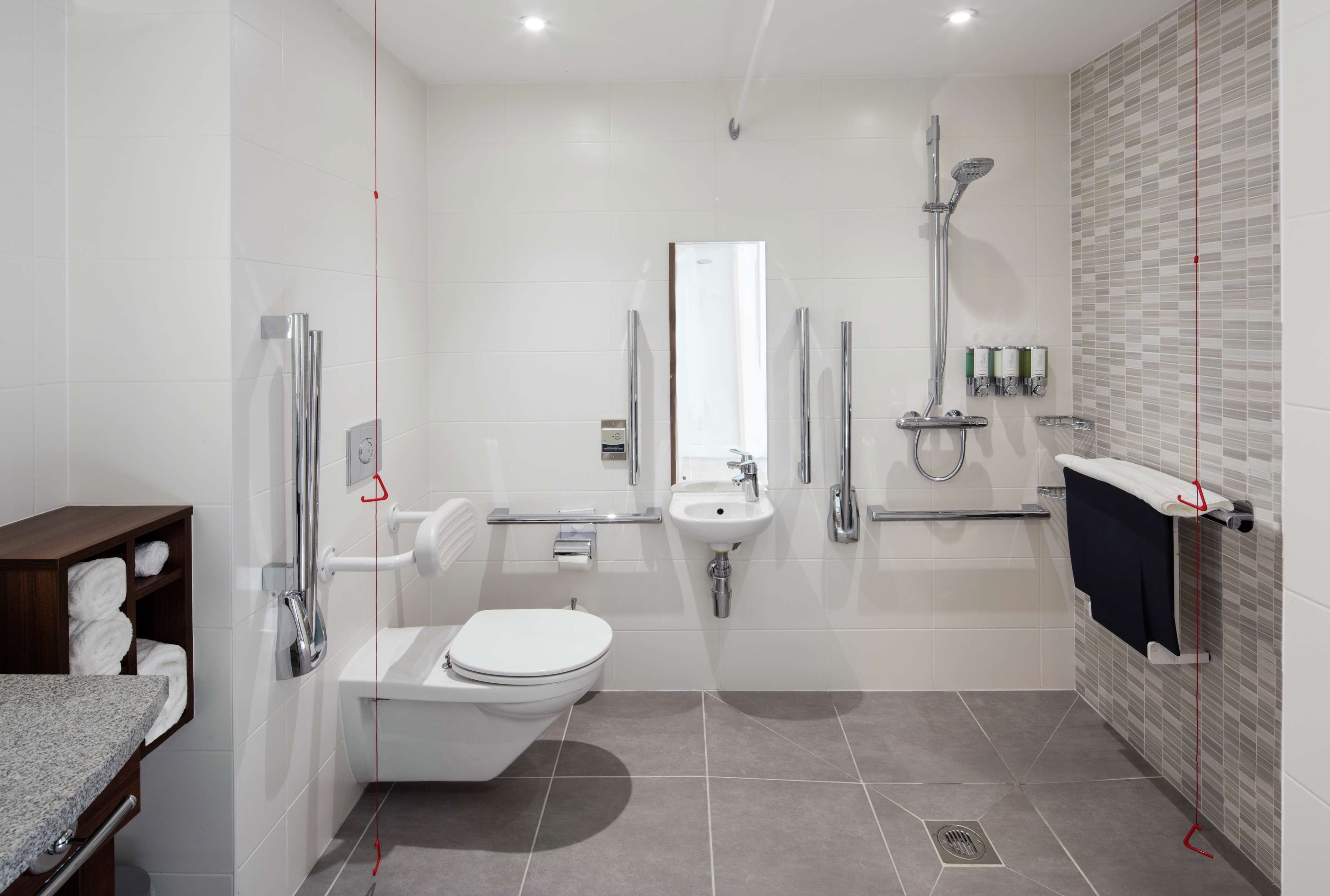 room, 1 queen bed, accessible | bathroom shower