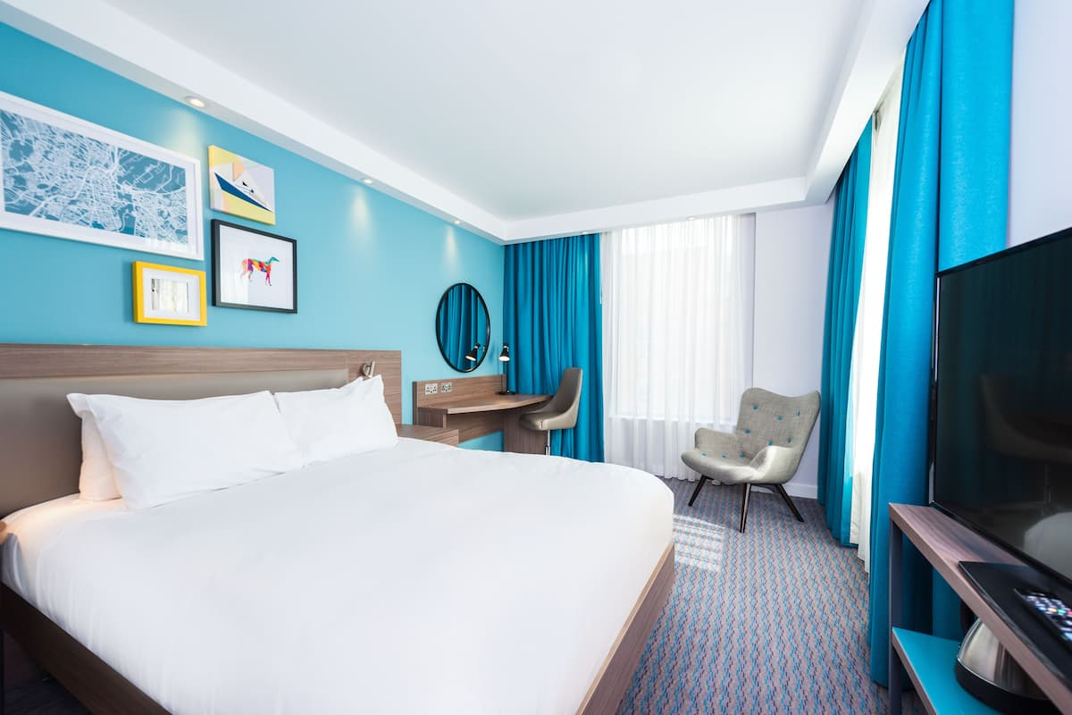 In-room safe, desk, laptop workspace, blackout curtains