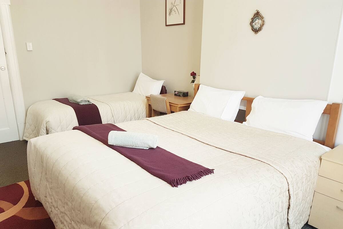 Desk, free WiFi, bed sheets