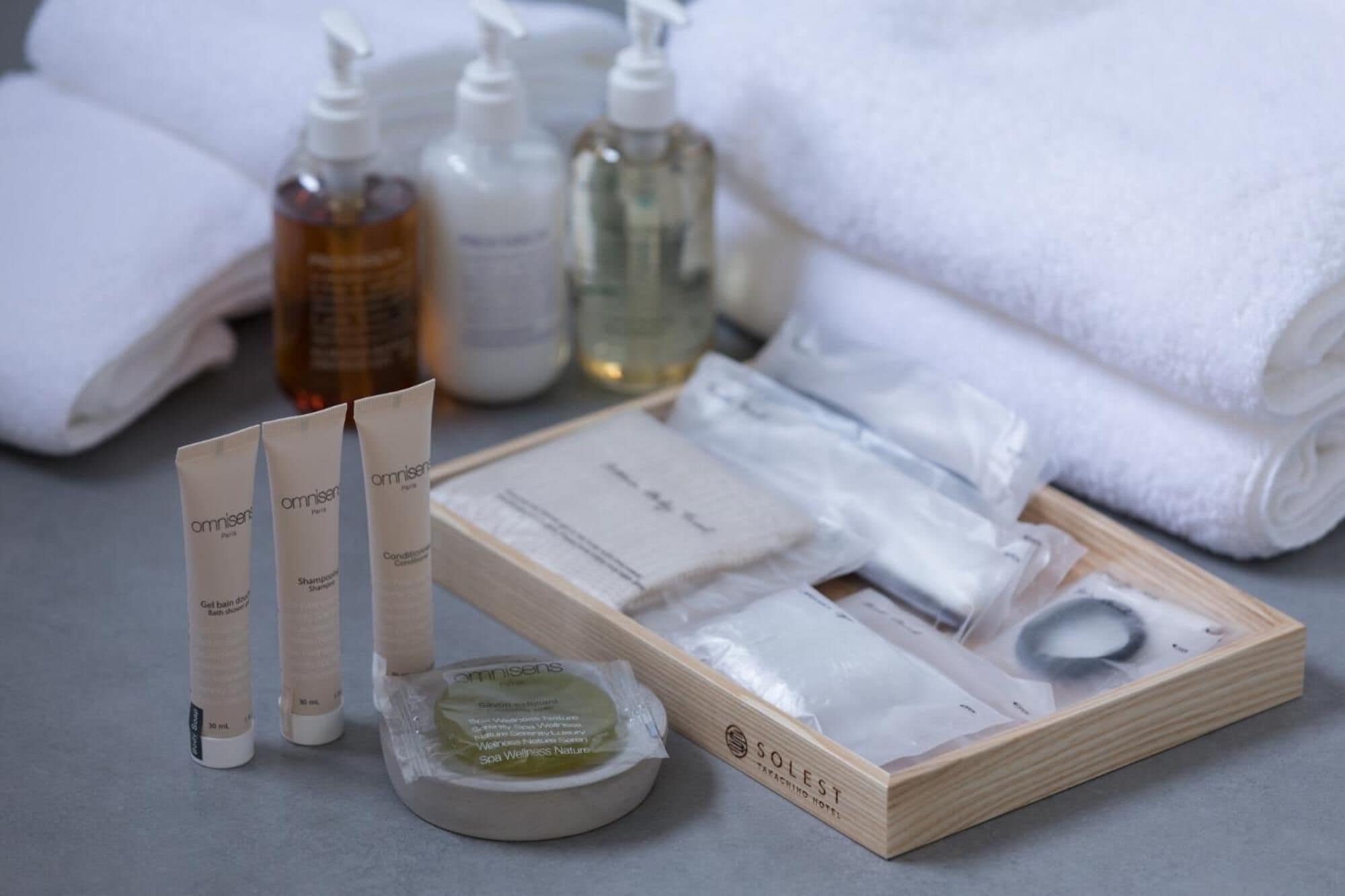 separate bathtub and shower, free toiletries, hair dryer, slippers