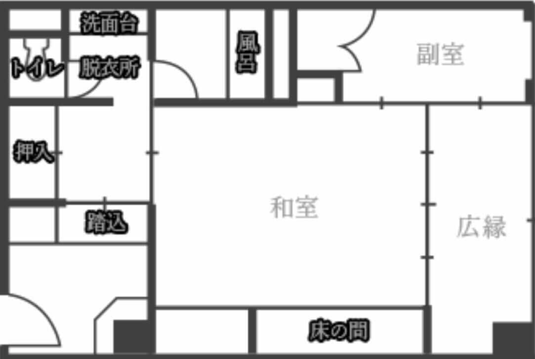 Distribución de un hotel que incluye un baño, inodoro y dormitorio.