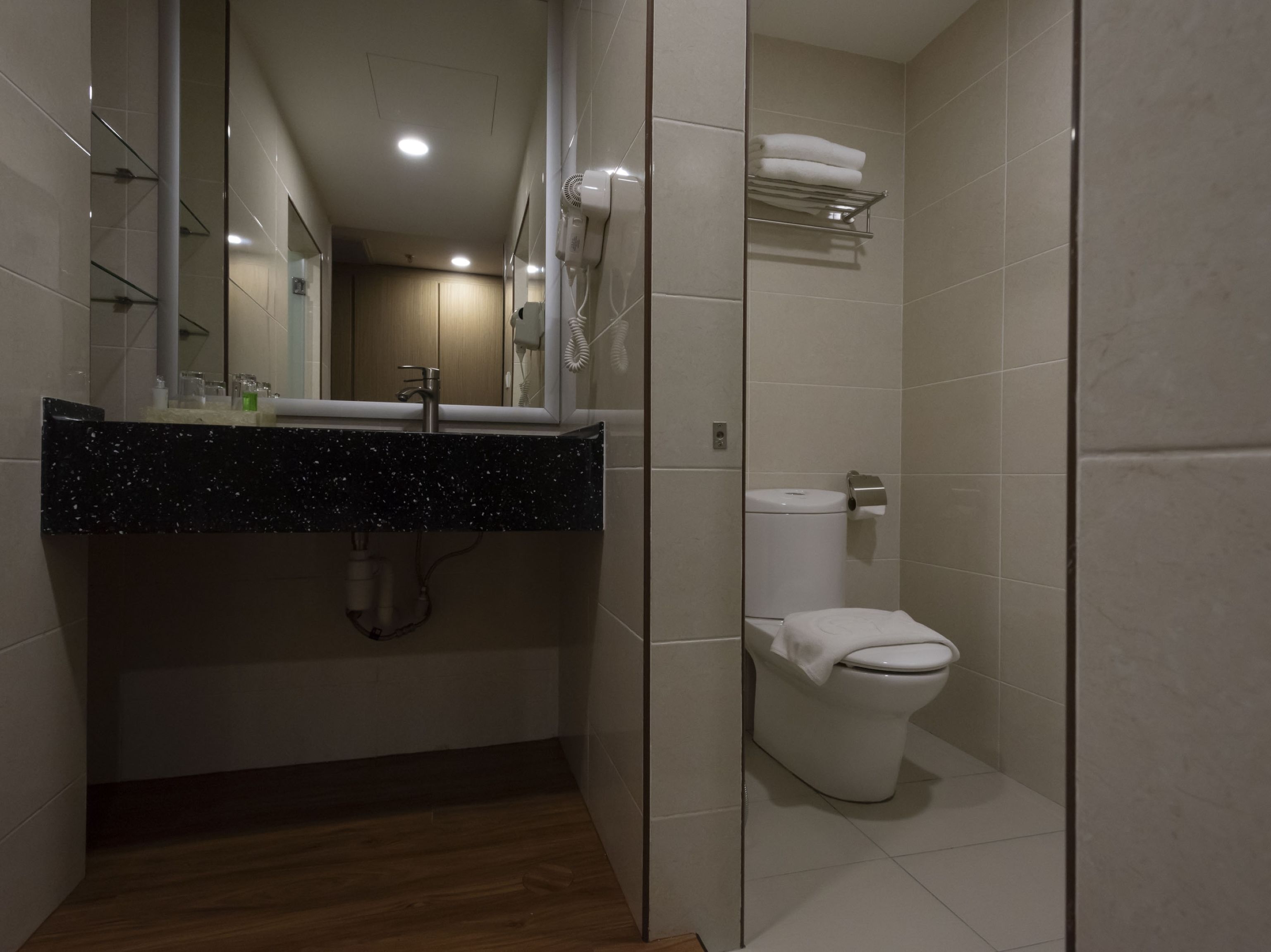 deluxe double room | bathroom | shower, towels