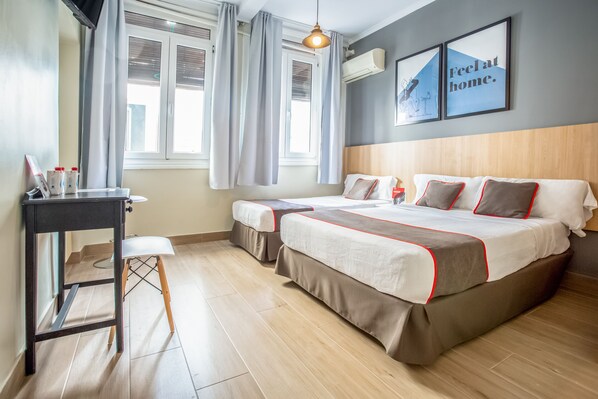 Desk, free WiFi, bed sheets