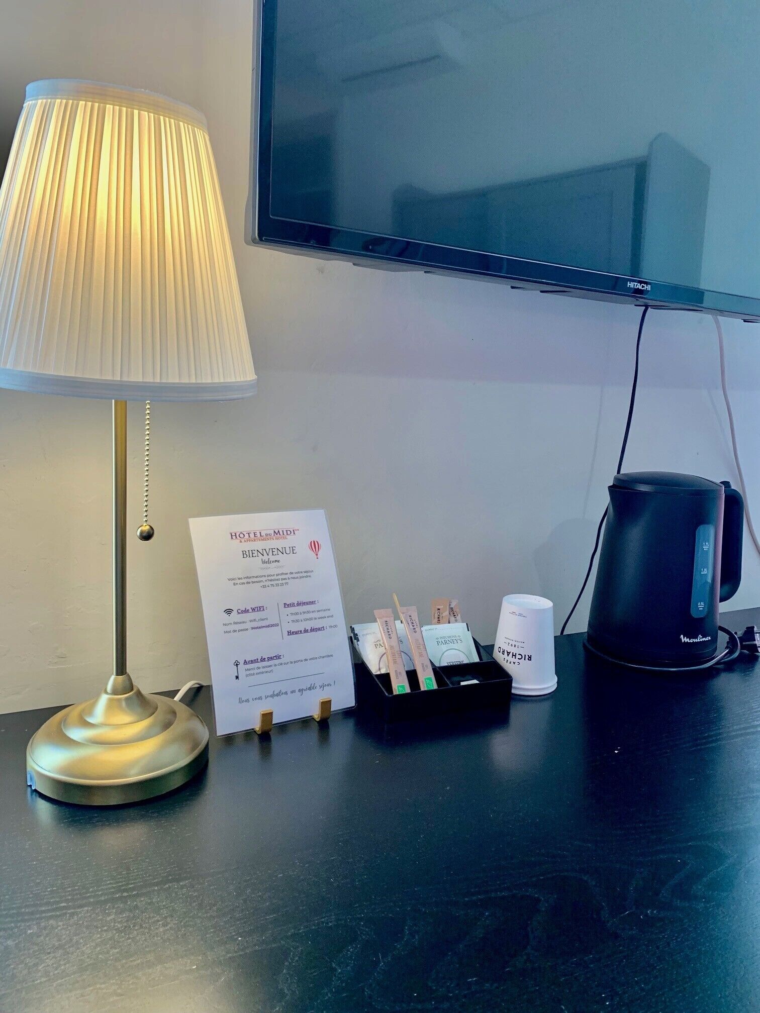 desk, blackout curtains, soundproofing, iron/ironing board