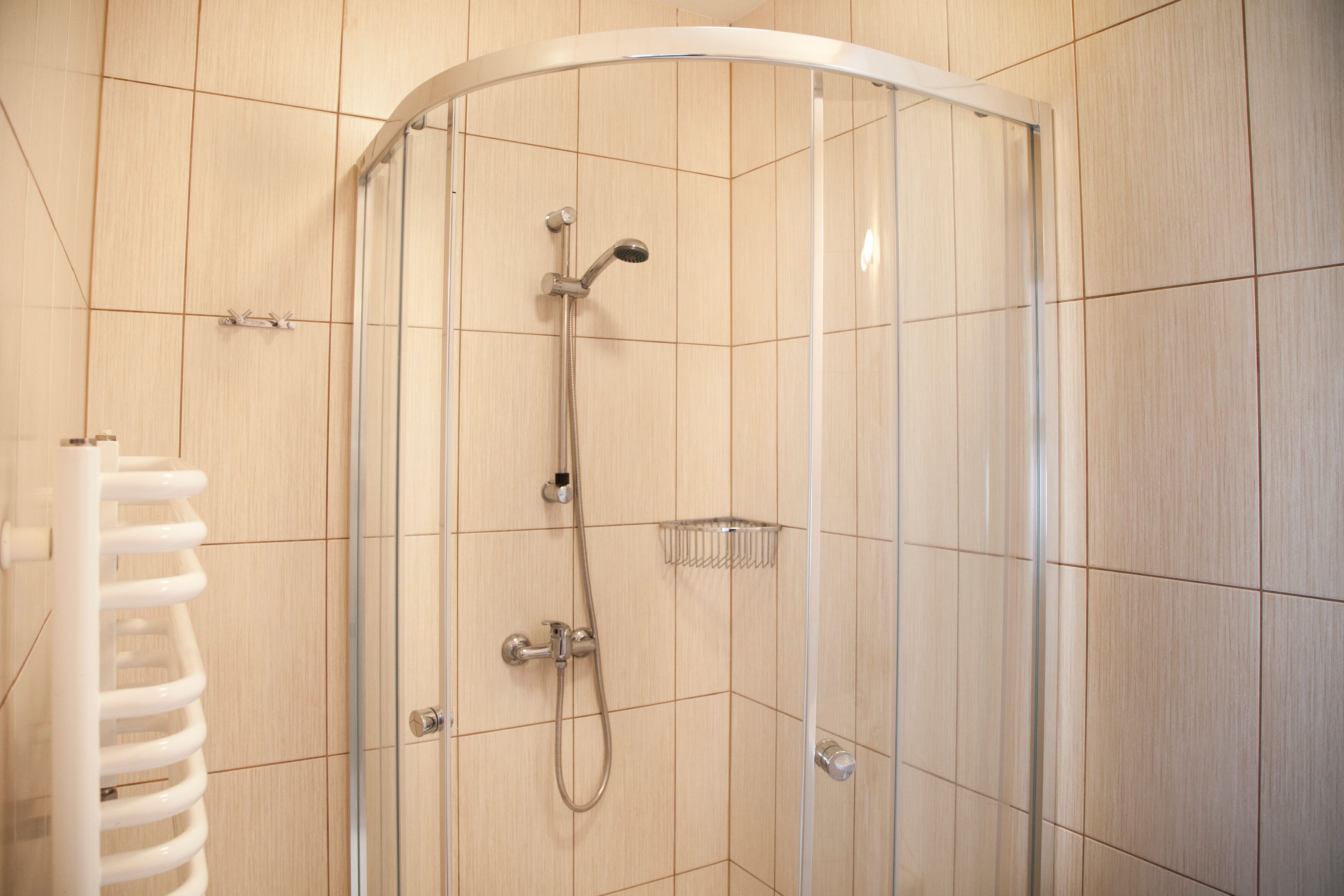 standard triple room | bathroom | shower, free toiletries, hair dryer, towels