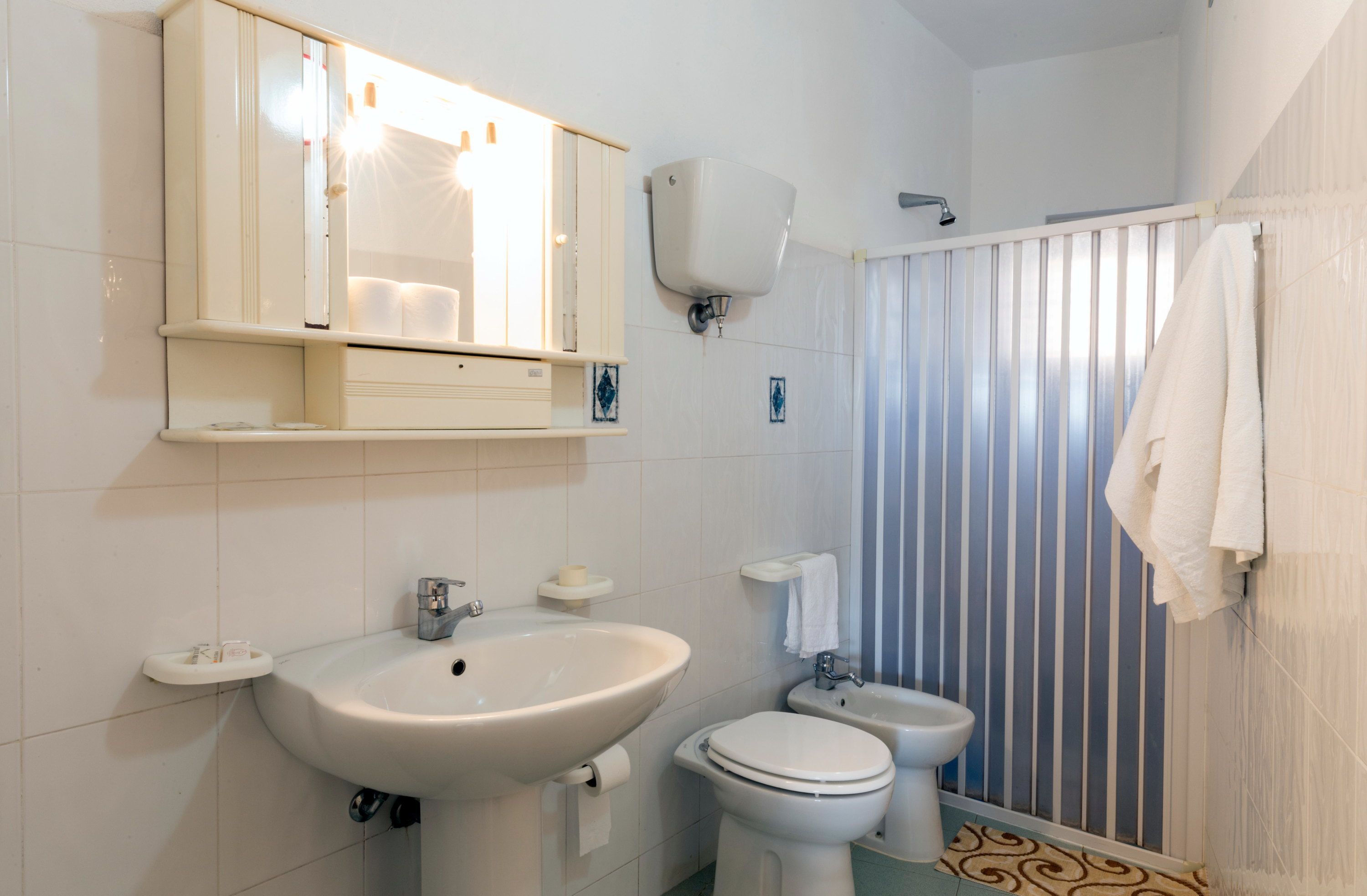 Een badkamer met een wastafel, toilet en douche.