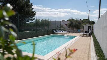 Outdoor pool, pool loungers