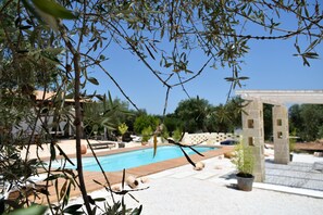 Piscine extérieure, piscine à débordement