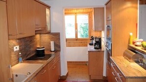 Self-catering Chalet | Private kitchen | Coffee/tea maker, full-sized fridge, microwave, oven - Chalet Eremointse (Ayent)