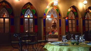 Breakfast, lunch, dinner served; local cuisine