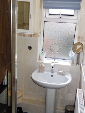 Habitación doble de uso individual, 1 cama matrimonial | Baño | Regadera, amenidades de baño gratuitas, toallas
