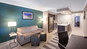 40-inch flat-screen TV with cable channels, TV