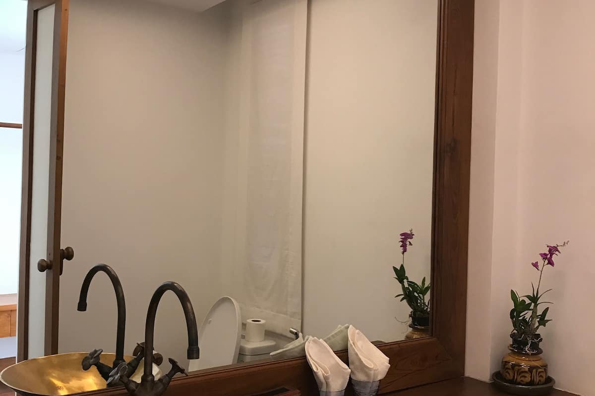 shower, free toiletries, towels