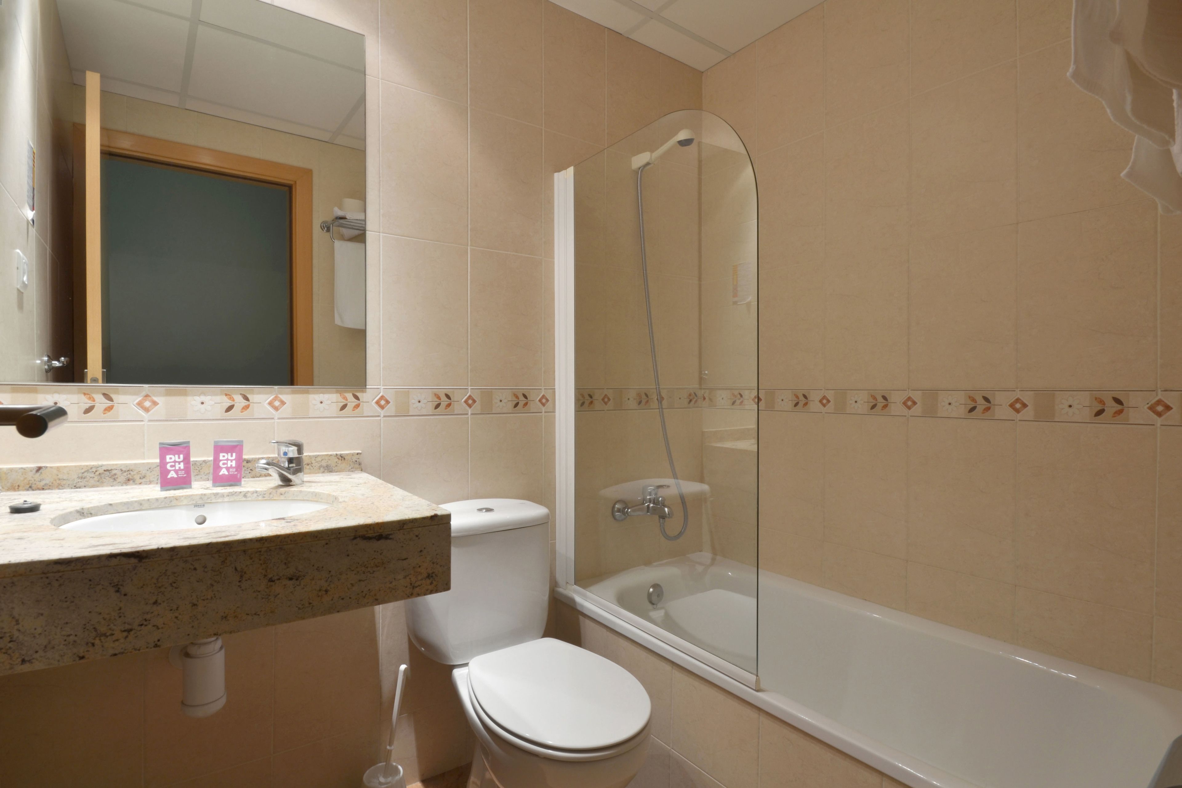 free toiletries, hair dryer, towels