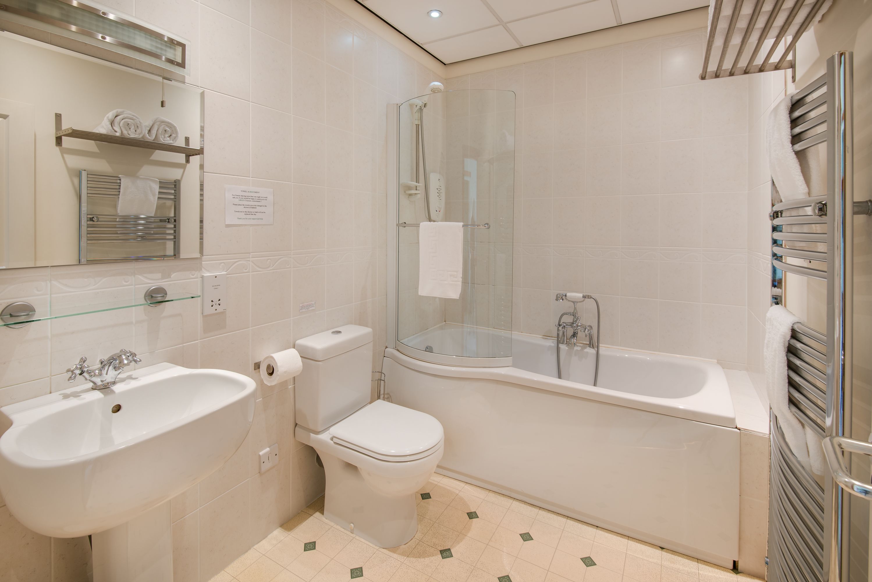 deluxe twin room | bathroom | hair dryer, towels