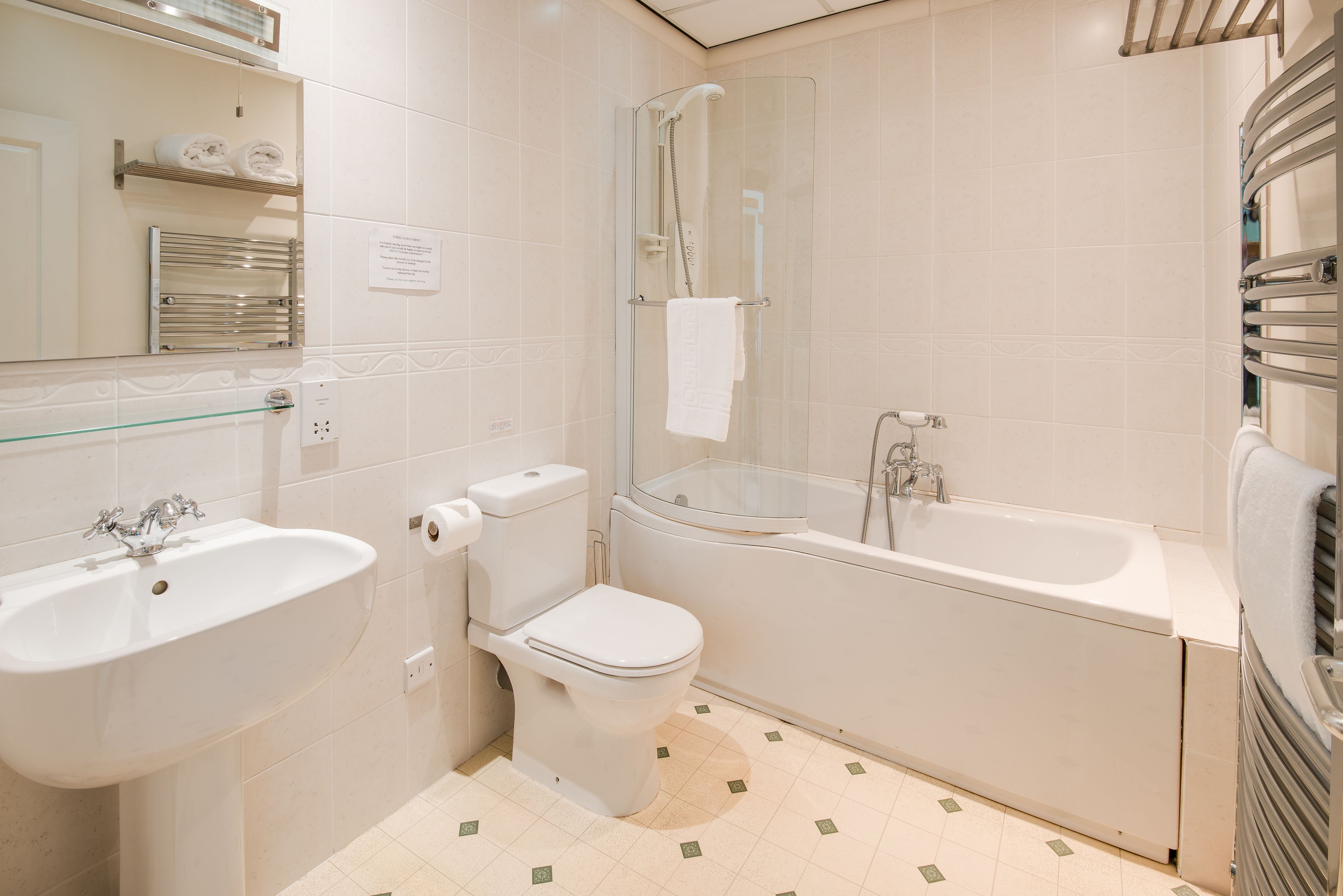 deluxe double or twin room | bathroom | hair dryer, towels