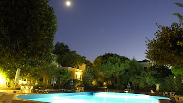 Outdoor pool, open 9 AM to 11 PM, pool umbrellas, pool loungers