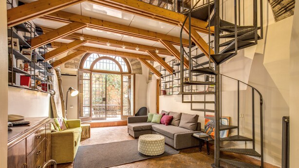 Design Loft, 2 Bedrooms (Via della Penitenza 3b) | Living room | LCD TV - Downtown Trastevere (Rome)
