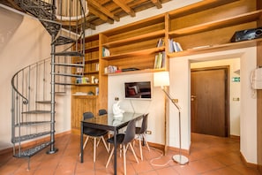 Loft, 1 Bedroom, Tower (Vicolo Savelli 2) | Living area | LCD TV - Downtown Navona (Rome)