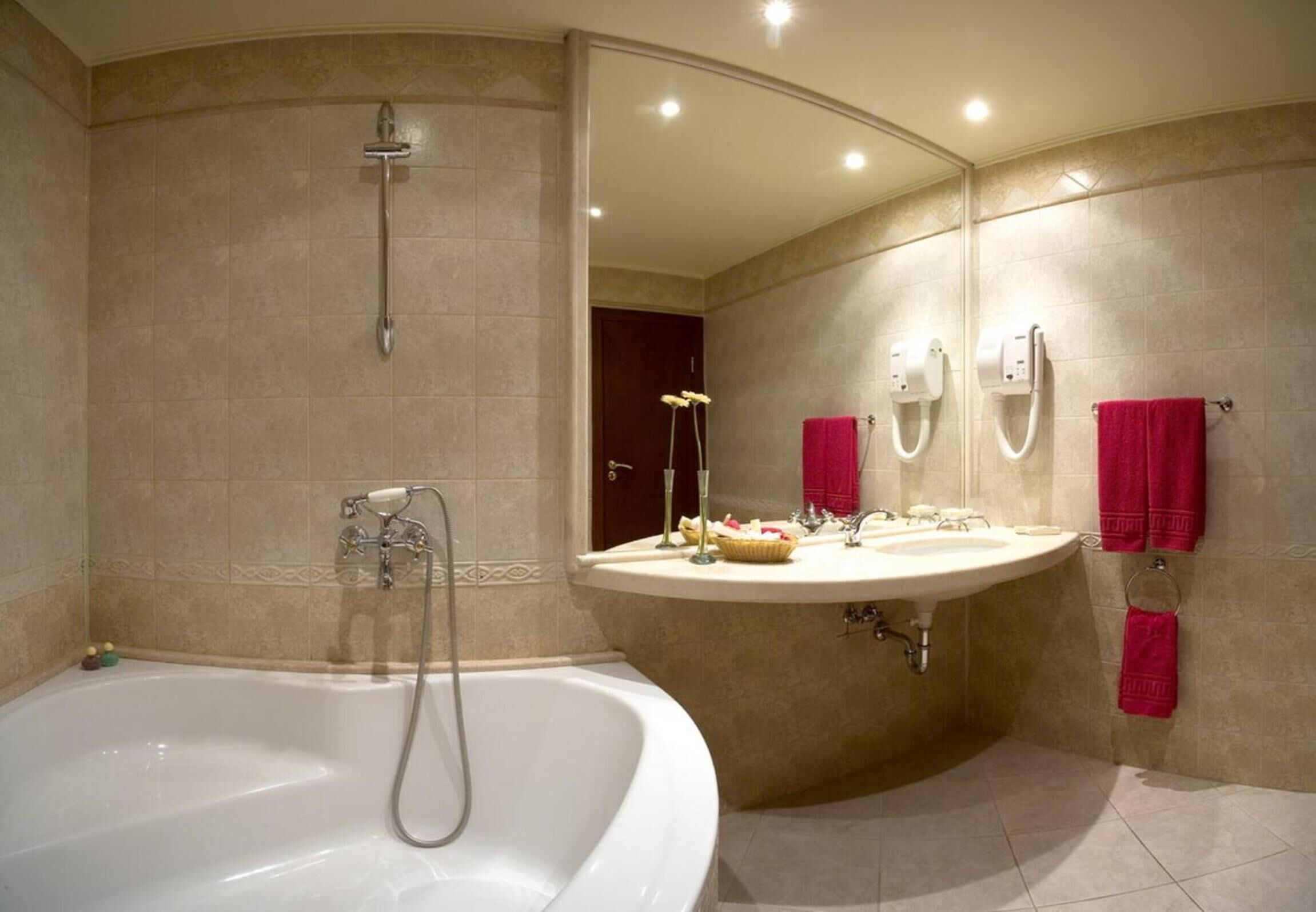 free toiletries, bathrobes, towels