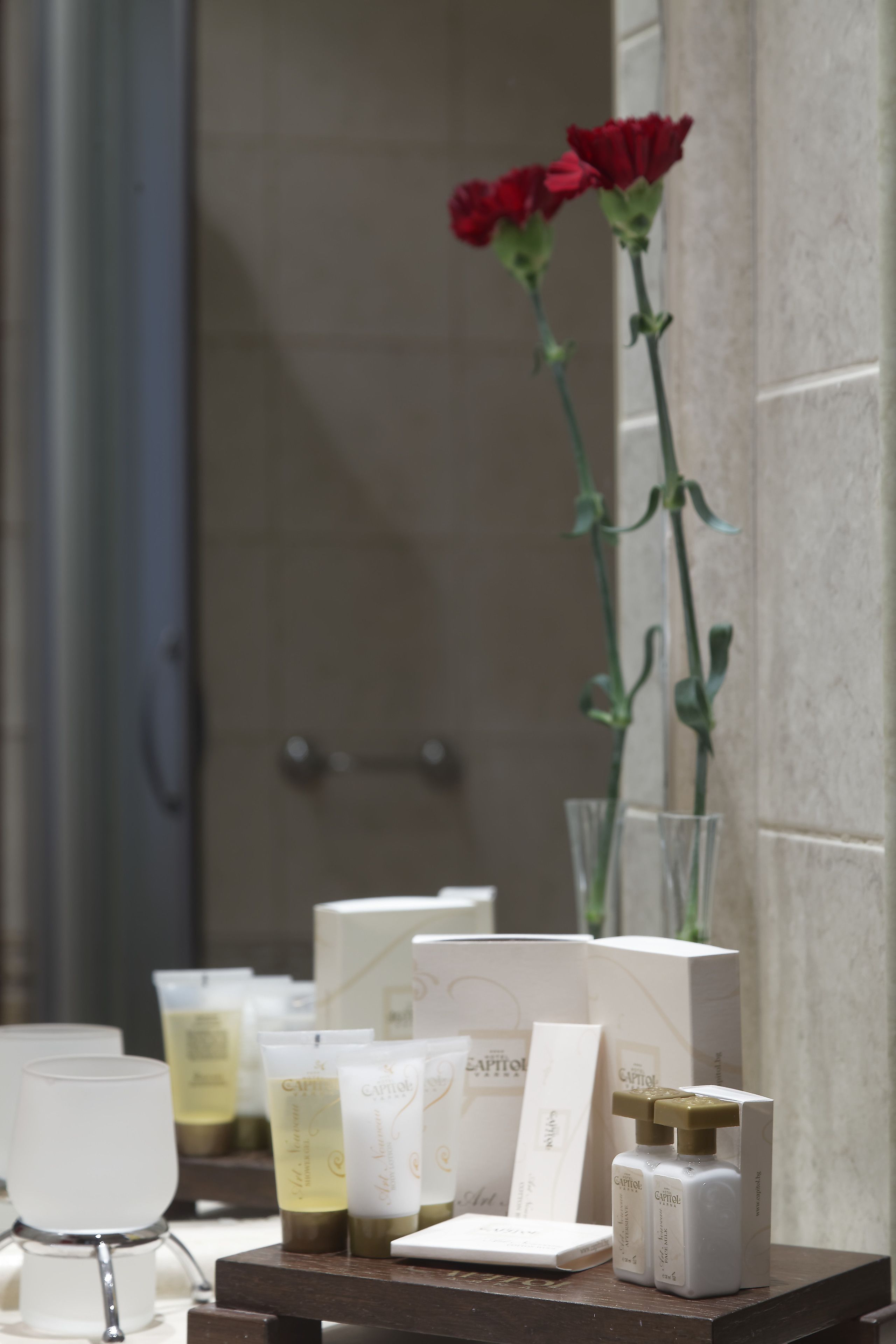 free toiletries, bathrobes, towels