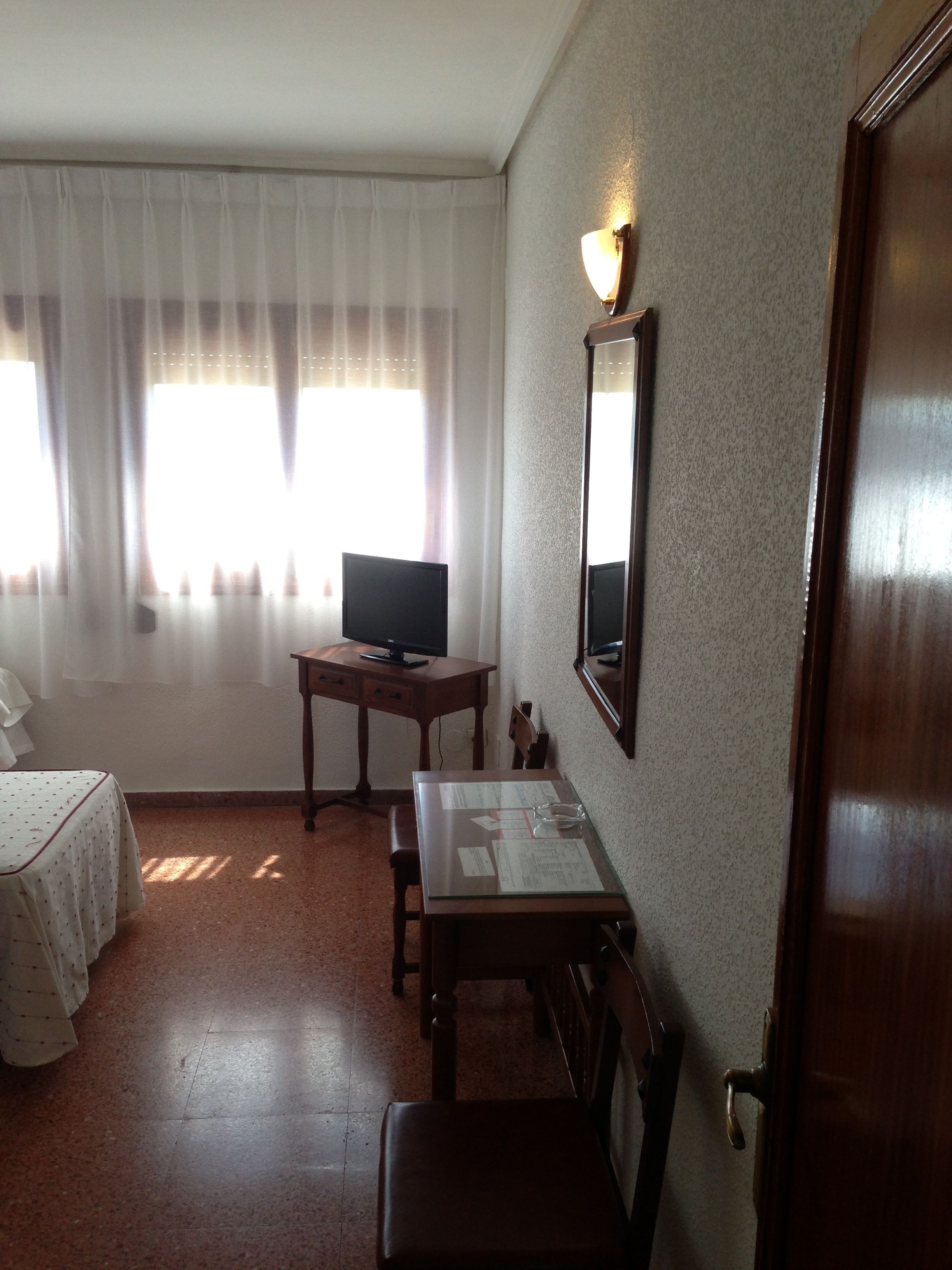 desk, blackout curtains, free wifi