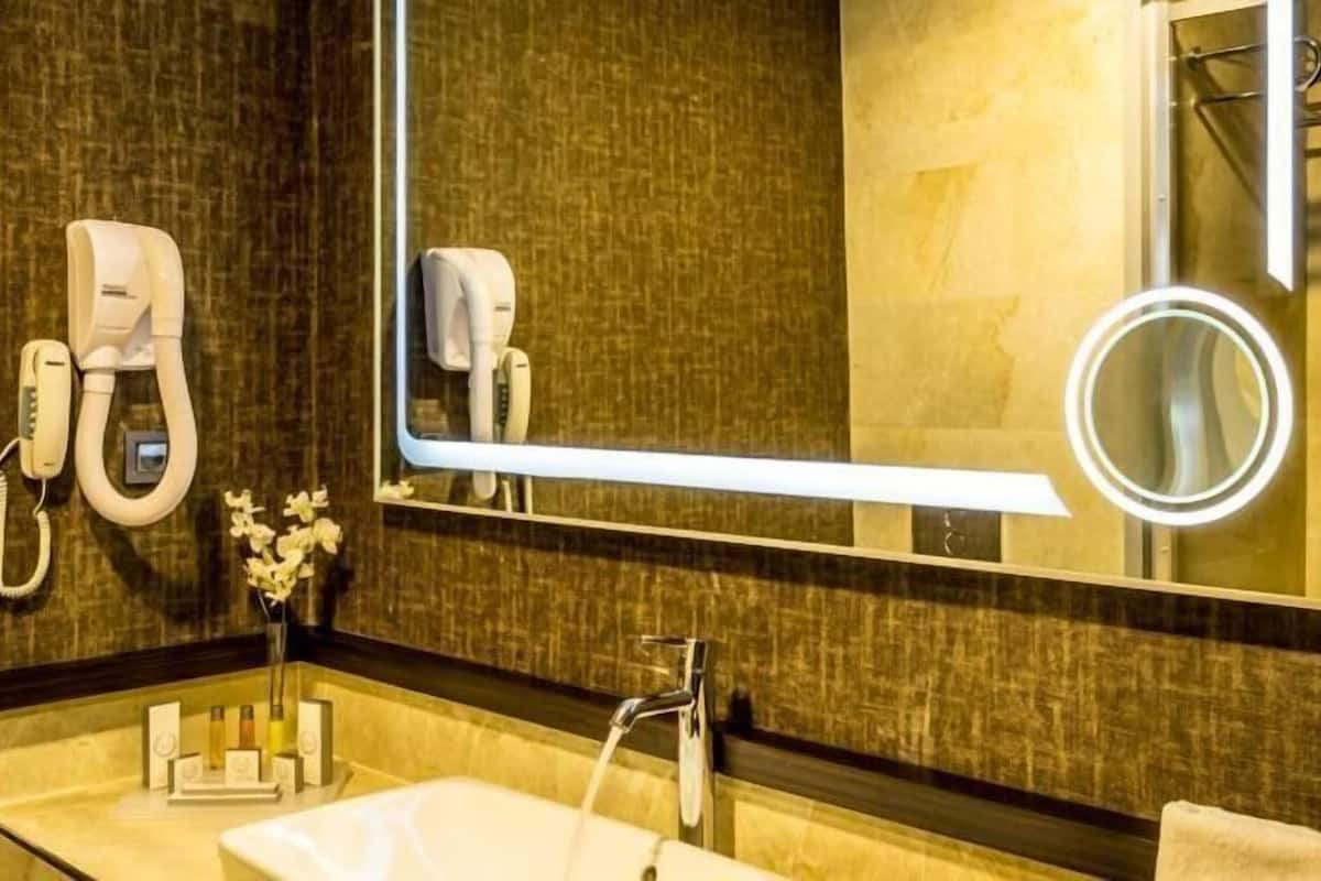shower, free toiletries, hair dryer, slippers