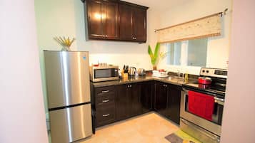 Luxury Apartment, 1 Bedroom, City View | Private kitchen | Full-sized fridge, microwave, oven, stovetop