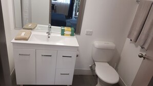Chambre Deluxe, 1 grand lit | Salle de bain | Douche, séchoir à cheveux, serviettes fournies