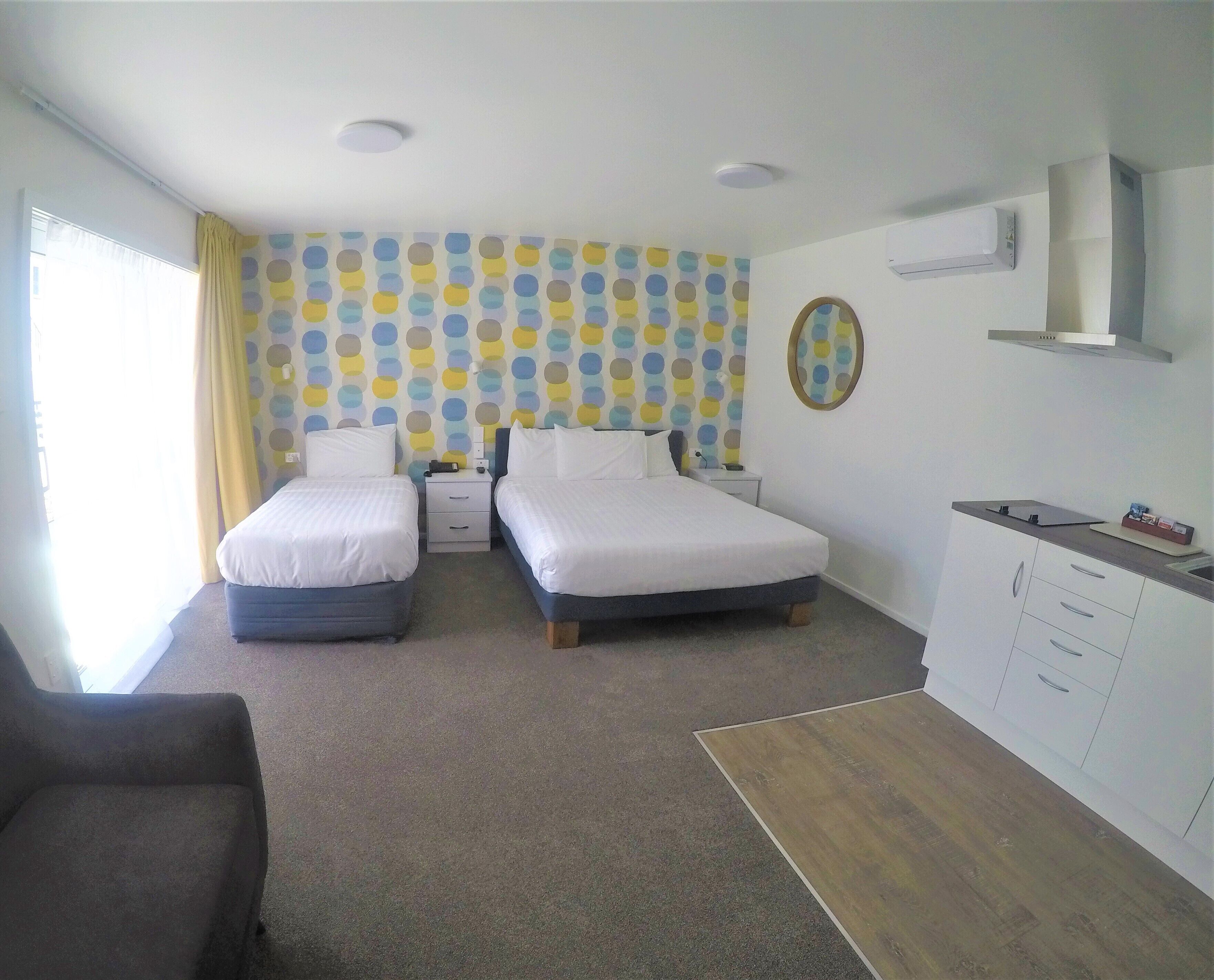 kitchenette studio | in-room safe, individually decorated, blackout curtains, soundproofing