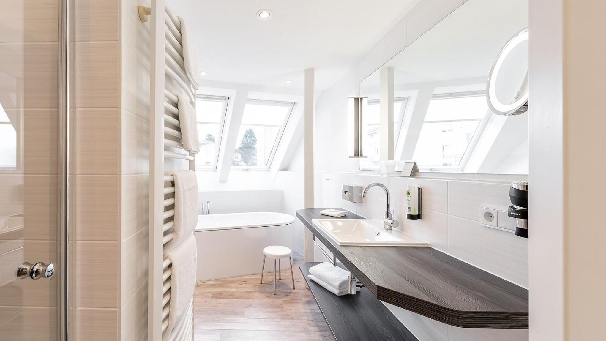 shower, free toiletries, hair dryer, bathrobes