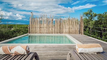 Outdoor pool, pool loungers