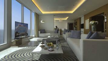 Suíte real, vista para o mar (The Meaning of Luxury Life) | 1 quarto, roupas de cama de algodão egípcio, roupas de cama premium