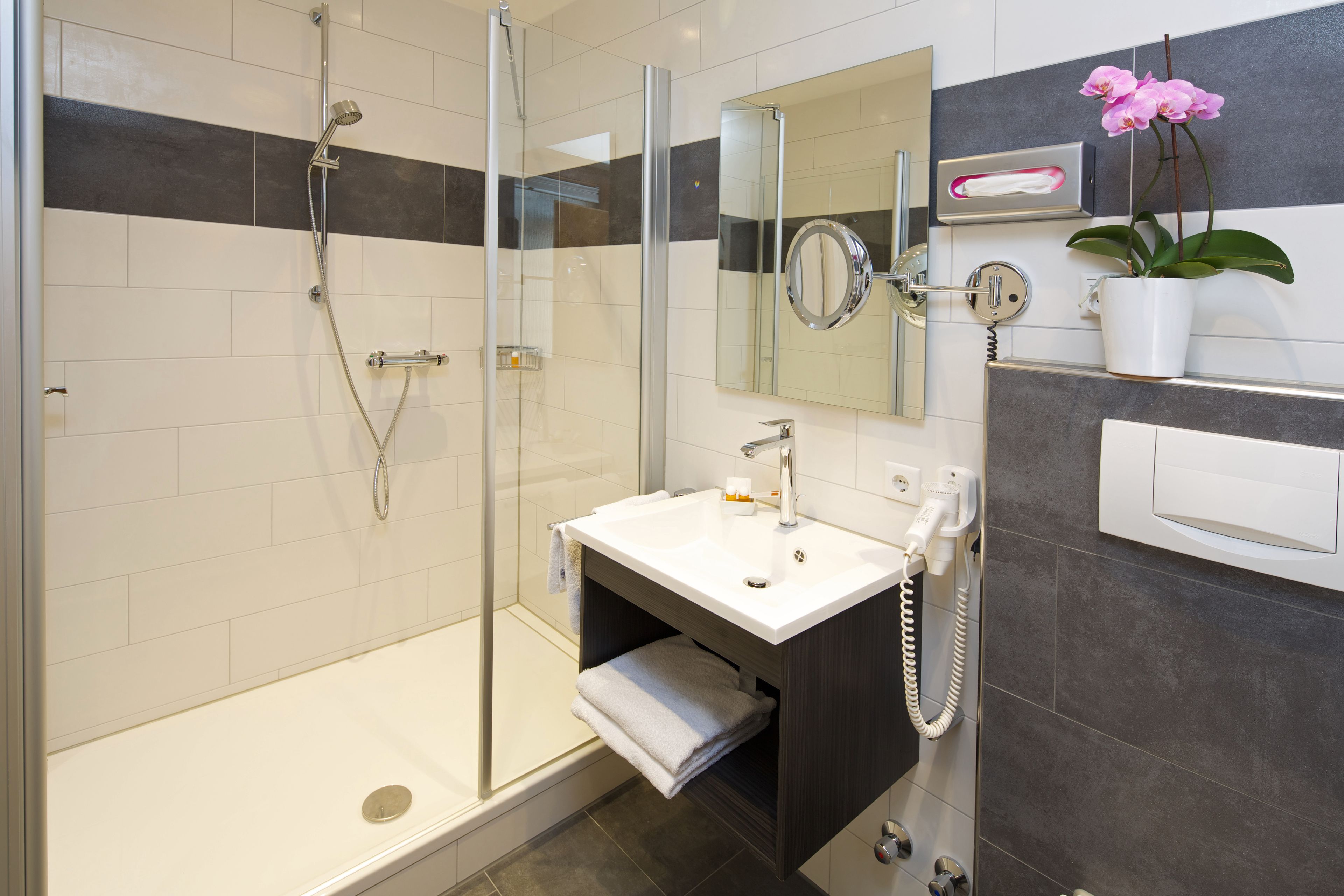 comfort double room, private bathroom | bathroom | shower, free toiletries, towels