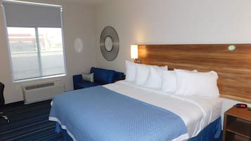 Pillow-top beds, desk, blackout curtains, iron/ironing board