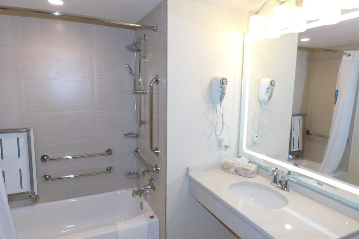 free toiletries, hair dryer, towels