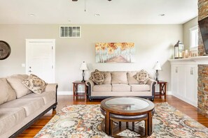 Smart TV, fireplace, video games, table football