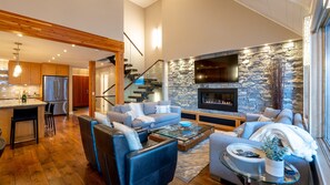 TV, fireplace, video games, heated floors