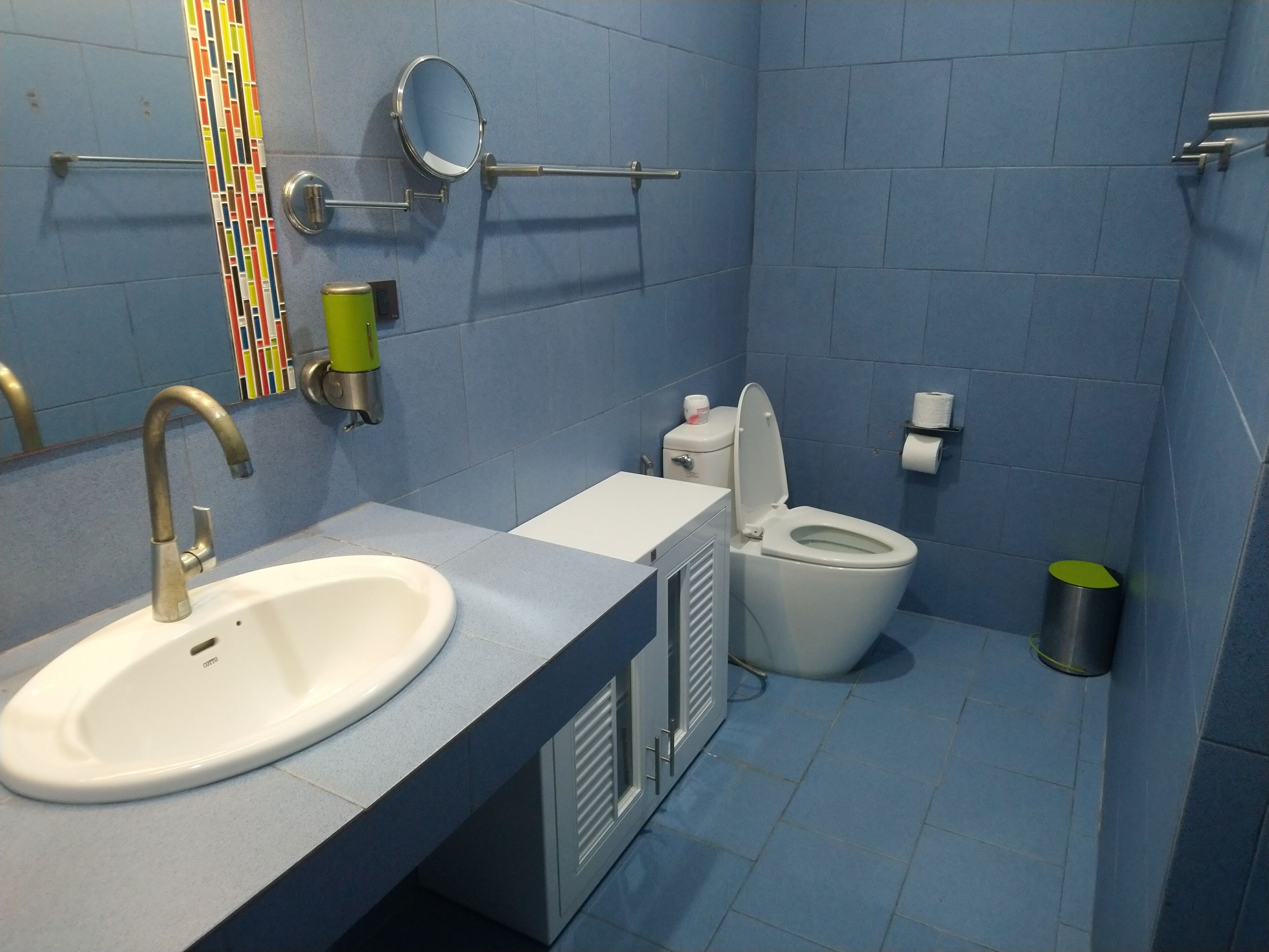 free toiletries, hair dryer, slippers, towels