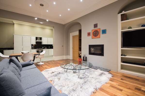 TV, fireplace, DVD player