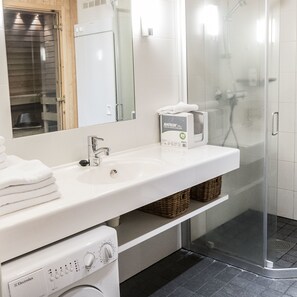 Chalet, 1 Bedroom, Sauna | Bathroom | Shower, free toiletries, hair dryer, bidet