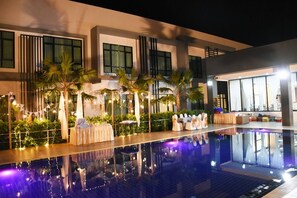 Outdoor pool, open 6:00 AM to 9:00 PM, sun loungers