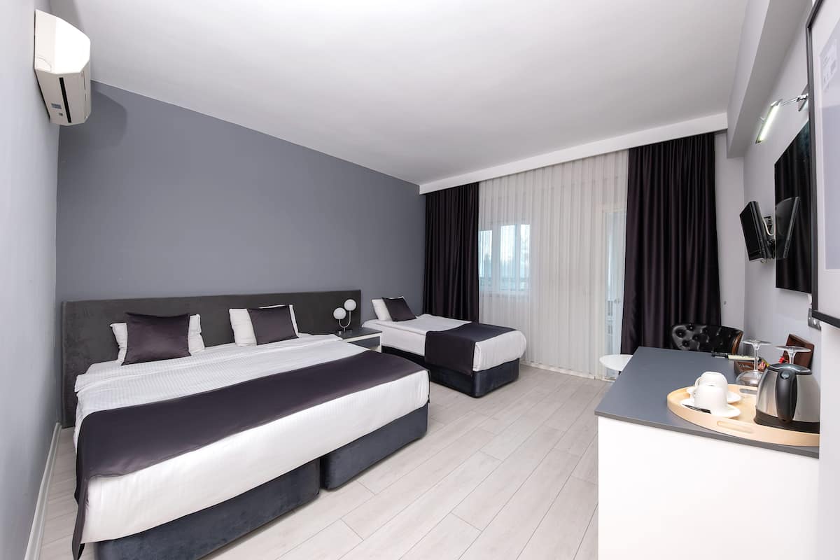 Premium bedding, minibar, desk, laptop workspace