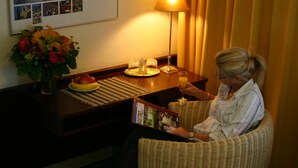 In-room safe, desk, laptop workspace, iron/ironing board (on request) - Hotel Löhndorf (Bonn)