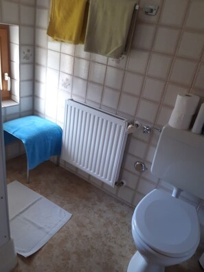Douche, sèche-cheveux, serviettes fournies