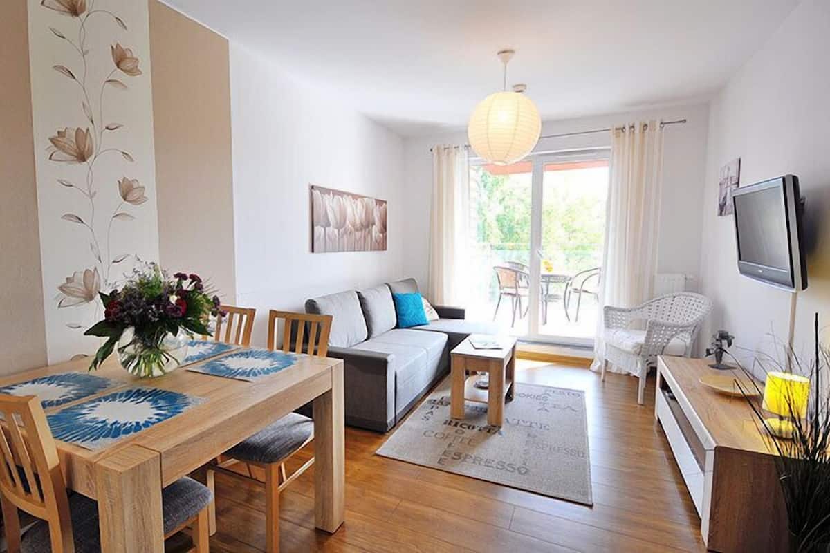 Classic-Apartment (E201) | Wohnbereich | Flachbildfernseher