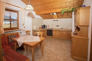 Apartment (2) | Private kitchen | Full-size fridge, oven, stovetop, coffee/tea maker