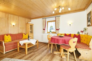 TV, DVD player - Zwei-Raum-Ferienwohnung "Bergblick", 37m², extra Schlafzimmer, sep. Küche und Balkon (Reit im Winkl)