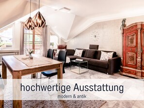Interior - Apartment Schlossblick, chic, modern 5 star 61 m², kitchen, bedroom, balcony (Piding)